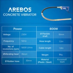 AREBOS Vibratore Per Calcestruzzo 800W 1,5m - Vibratore Per Cemento 10 AREBOS Vibratore Per Calcestruzzo 800W 1,5m - Vibratore Per Cemento -ProSald Italia 10489656 4