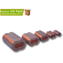 Manicotti In Rame Da Mm 4 Pezzi 100 Per Impiobature A Crimpare Cavi In Acciaio