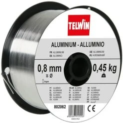 Telwin 802062 Bobina Filo Per Saldatura Su Alluminio, D 0,8 Mm (0,45 Kg), Grigio