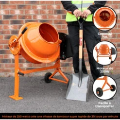 T-Mech - Betoniera Elettrica 70 Litri 30 Giri/minuto Per Miscelare Calcestruzzo, Malta E Cemento -ProSald Italia 15074835 4