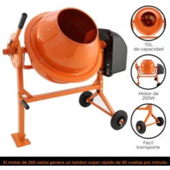 T-Mech - Betoniera Elettrica 70 Litri 30 Giri/minuto Per Miscelare Calcestruzzo, Malta E Cemento -ProSald Italia 15074835 5