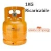 BOMBOLA GAS 1KG PROPANO RICARICABILE VUOTA CAMPING FORNELLINO