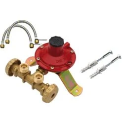 MINI CENTRALINA CON FLESSIBILI ATTACCO 2 BOMBOLE GPL CON REGOLATORE DA 4 KG