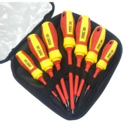 Set 7 Cacciaviti Con Punta Magnetica A Croce E A Taglio Giraviti Isolati 7690