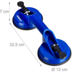 Relaxdays Ventosa Di Sollevamento Doppia, Set Da 2, Alzavetri, Piastrelle & Pannelli, Max. 80 Kg, Ø 12 Cm, Blu -ProSald Italia 17529377 4