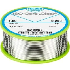 Felder Löttechnik ISO-Core Clear Sn100Ni+ Stagno Senza Piombo Bobina Sn99,25Cu0,7Ni0,05 0.250 Kg 1 Mm