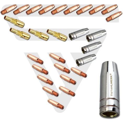 STAHLWERK Accessori Per Saldatura MIG MAG AK-25/MB-25 Parti Di Usura, Ugelli Gas + Portaugelli + Ugelli Corrente Per Torce Di Saldatura MIG MAG, Set 28 Pezzi 4 STAHLWERK Accessori Per Saldatura MIG MAG AK-25/MB-25 Parti Di Usura, Ugelli Gas + Portaugelli + Ugelli Corrente Per Torce Di Saldatura MIG MAG, Set 28 Pezzi - immagine 2