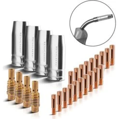 STAHLWERK Accessori Per Saldatura MIG MAG AK15/MB15 AK14/MB14 Parti Di Usura, Ugelli Gas + Portaugelli + Ugelli Corrente Per Torce Di Saldatura MIG MAG, Set 28 Pezzi