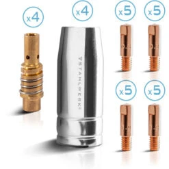 STAHLWERK Accessori Per Saldatura MIG MAG AK15/MB15 AK14/MB14 Parti Di Usura, Ugelli Gas + Portaugelli + Ugelli Corrente Per Torce Di Saldatura MIG MAG, Set 28 Pezzi -ProSald Italia 19470616 3