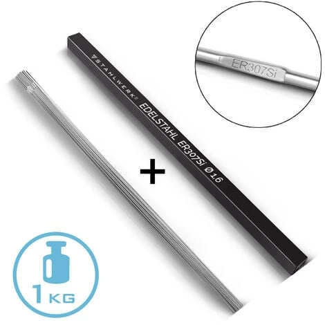 Bacchette Per Saldatura STAHLWERK ER307Si Acciaio Inossidabile Altamente Legato / Ø 1,6 X 500 Mm / 1 Kg Metallo D'apporto TIG 3 Bacchette Per Saldatura STAHLWERK ER307Si Acciaio Inossidabile Altamente Legato / Ø 1,6 X 500 Mm / 1 Kg Metallo D'apporto TIG