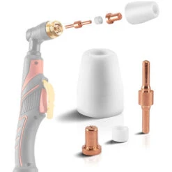 STAHLWERK PT-31 Accessori Per Plasma Parti Di Usura Ugelli Per Plasma + Elettrodi + Cappucci In Ceramica Per La Torcia Da Taglio Al Plasma PT-31 CUT, Set 30 Pezzi -ProSald Italia 19576961 2