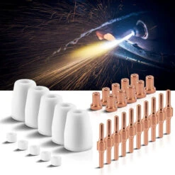 STAHLWERK PT-31 Accessori Per Plasma Parti Di Usura Ugelli Per Plasma + Elettrodi + Cappucci In Ceramica Per La Torcia Da Taglio Al Plasma PT-31 CUT, Set 30 Pezzi -ProSald Italia 19576961 4