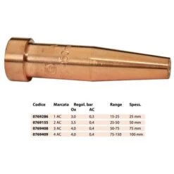 GCE-MUJELLI PUNTE DA TAGLIO ACETILENE CANNELLO MUJVER MISCELAZIONE ASPIRAZIONE-70-100 70-100