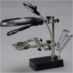 Terza Mano, 5LED Lente D'ingrandimento On Pinzette 2.5X / 7.5X / 10X Porta Lenti Saldatore Terza Mano Per Saldatura, Riparazione, Lettura Ingegnere Elettronico, Orologiaio, Cosmetologia -ProSald Italia 22564950 5