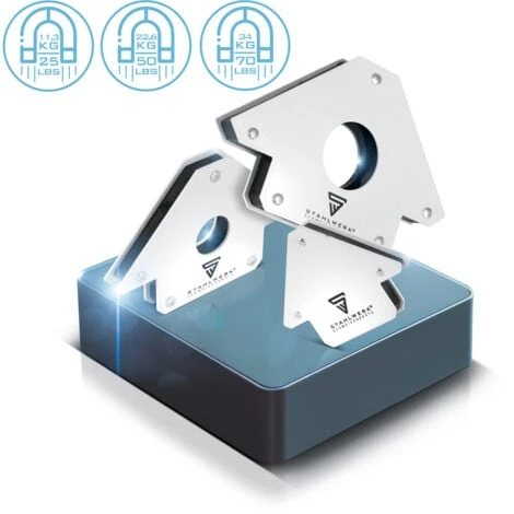STAHLWERK 3 × Angolo Di Saldatura Del Magnete Angolo Di Saldatura Del Magnete 45° X 90° X 135°, 11,3 + 22,6 + 34 Kg / 25 + 50 + 75 Lbs 3 STAHLWERK 3 × Angolo Di Saldatura Del Magnete Angolo Di Saldatura Del Magnete 45° X 90° X 135°, 11,3 + 22,6 + 34 Kg / 25 + 50 + 75 Lbs
