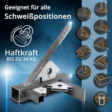 STAHLWERK 3 × Angolo Di Saldatura Del Magnete Angolo Di Saldatura Del Magnete 45° X 90° X 135°, 11,3 + 22,6 + 34 Kg / 25 + 50 + 75 Lbs 4 STAHLWERK 3 × Angolo Di Saldatura Del Magnete Angolo Di Saldatura Del Magnete 45° X 90° X 135°, 11,3 + 22,6 + 34 Kg / 25 + 50 + 75 Lbs - immagine 2