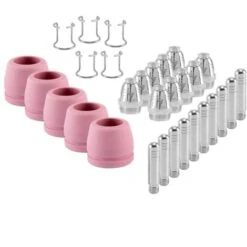 STAHLWERK P-60 Accessori Per Plasma Parti Di Usura Ugelli Per Plasma + Elettrodi + Cappucci In Ceramica Per La Torcia Da Taglio Al Plasma Ad Accensione Pilotata P-60 CUT, Set Di 30 Pezzi -ProSald Italia 25620010 2
