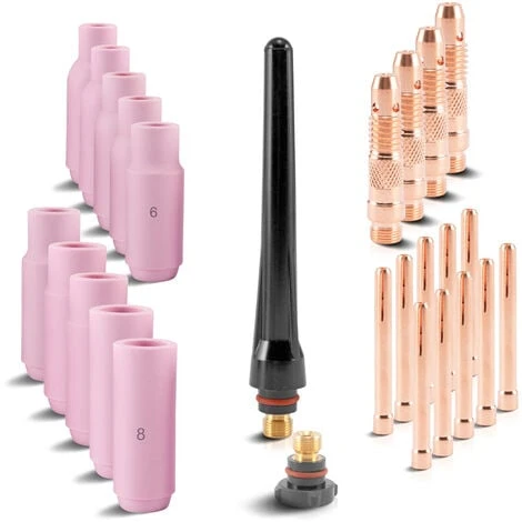 STAHLWERK WP-26 Accessori Per Saldatura TIG Parti Soggette A Usura: Manicotti Di Serraggio + Alloggiamento + Ugelli In Ceramica Per Torcia Di Saldatura TIG WP SR Binzel 17 18 26, Set 26 Pezzi. 3 STAHLWERK WP-26 Accessori Per Saldatura TIG Parti Soggette A Usura: Manicotti Di Serraggio + Alloggiamento + Ugelli In Ceramica Per Torcia Di Saldatura TIG WP SR Binzel 17 18 26, Set 26 Pezzi.