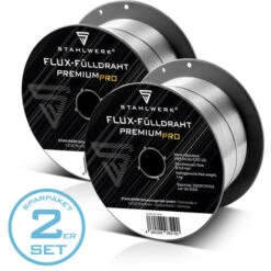 STAHLWERK 2 X Filo Per Saldatura MIG/MAG Premium Ø 0,8 Mm, Filo Per Saldatura FLUX E Filo Animato E71T-GS, Su Bobina Di Filo D100 Da 1 Kg Con Mandrino Da 16 Mm, Set Universale Di 2 Pezzi