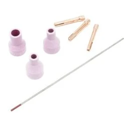 Set Accessori Torce Per Saldatura WIG Incl. Ugelli Gas Manicotti Di Serraggio Elettrodo Di Tungsteno -ProSald Italia 31952009 4