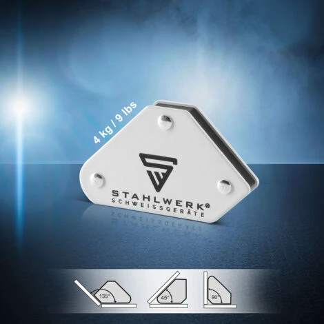 STAHLWERK Set Di Utensili Magnetici 2 X Magneti Per Saldatura Ad Angolo Magnete Per Saldatura Ad Angolo 45° X 90° X 135° 4 Kg / 9 Lbs + Morsetto Di Terra 5 STAHLWERK Set Di Utensili Magnetici 2 X Magneti Per Saldatura Ad Angolo Magnete Per Saldatura Ad Angolo 45° X 90° X 135° 4 Kg / 9 Lbs + Morsetto Di Terra - immagine 3