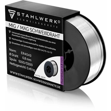MIG MAG Bacchetta Per Saldatura In Alluminio ER4043 Si5 (ALSI-5) Ø 0,8 Mm 0,45 Kg Bobina Di Filo 3 MIG MAG Bacchetta Per Saldatura In Alluminio ER4043 Si5 (ALSI-5) Ø 0,8 Mm 0,45 Kg Bobina Di Filo