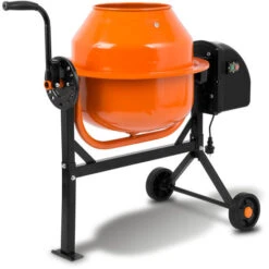 EBERTH Betoniera Cemento, Impastatrice Cemento, Betoniera Piccola 65 Litri, Tamburo E Pignone Acciaio, Betoniera Elettrica 230V, Motore 220W, 2 Ruote, Impastatrice Per Cemento, Maniglia Riparabile