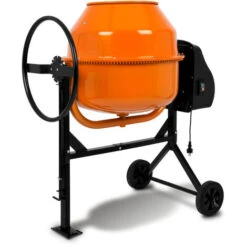 EBERTH Betoniera Cemento, Impastatrice Cemento, Betoniera 160 Litri, Tamburo E Pignone Acciaio, Betoniera Elettrica 230V, Motore 650W, 2 Ruote Trasporto, Impastatrice Per Cemento, Volantino Riparabile
