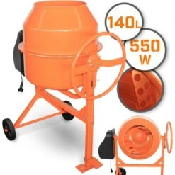 Nova Betoniera Elettrica 2 Ruote Telaio In Acciaio Impastatrice Cemento Malta 140 L