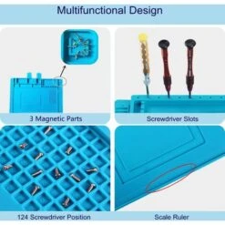 Kueatily Tappetino Per Saldatura In Silicone Da 450 300 Mm Con Tacche Per Vite Taglierina A Sezione Magnetica, Tappetino Per Saldatura Antistatico Resistente Al Calore A 300 °C -ProSald Italia 47437180 3