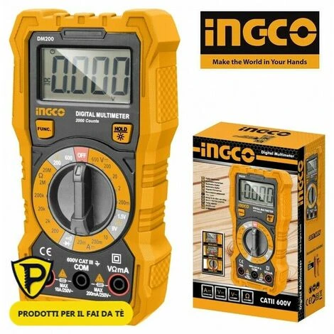 Tester Multimetro Digitale Diplay LCD + Puntali Volt Ampere Tascabile INGCO 600V 4 Tester Multimetro Digitale Diplay LCD + Puntali Volt Ampere Tascabile INGCO 600V - immagine 2