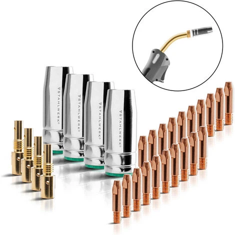 Set Di Parti Di Usura MIG MAG In Alluminio Per Torcia AK25/MB25 28 Pezzi 3 Set Di Parti Di Usura MIG MAG In Alluminio Per Torcia AK25/MB25 28 Pezzi