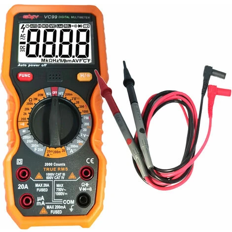 TESTER MULTIMETRO DIGITALE PUNTALI RILEVATORE AMPERE FARAD OHM VC99 AC DC 1000V 3 TESTER MULTIMETRO DIGITALE PUNTALI RILEVATORE AMPERE FARAD OHM VC99 AC DC 1000V