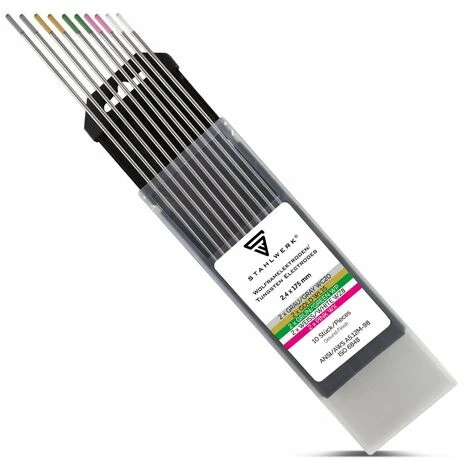 Elettrodi Di Tungsteno STAHLWERK / Elettrodi Per Saldatura Oro, Grigio, Rosa, Bianco, Verde 2,4 Mm 2 Ciascuno In Un Pratico Set Da 10 4 Elettrodi Di Tungsteno STAHLWERK / Elettrodi Per Saldatura Oro, Grigio, Rosa, Bianco, Verde 2,4 Mm 2 Ciascuno In Un Pratico Set Da 10 - immagine 2