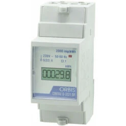 CONTATORE MONOFASE ENERGIA ATTIVA 2 MODULI 32A INSERZIONE DIRETTA DISPLAY DIGITALE LAMPEGGIO LED 0.5WH/IMP - ORBIS CONTAXD/3221SO