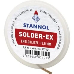 Stannol Solder Ex Treccia Lunghezza 1.6 M Larghezza 2.0 Mm Imbevuto Di Flussante