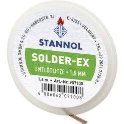 Stannol Solder Ex Treccia Lunghezza 1.6 M Larghezza 1.5 Mm Imbevuto Di Flussante