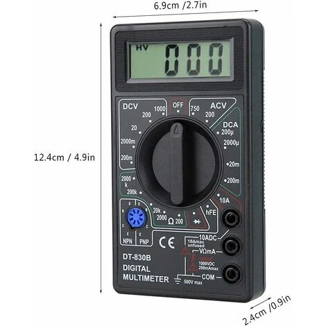 Multimetro Digitale, DT830B Multimetro Digitale LCD Portatile Voltmetro Amperometro Per Elettricista 4 Multimetro Digitale, DT830B Multimetro Digitale LCD Portatile Voltmetro Amperometro Per Elettricista - immagine 2