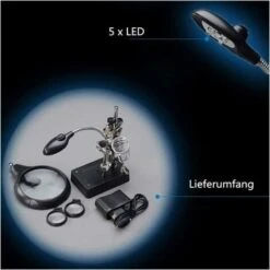 MINKUROW Stazione Di Saldatura Di Terza Mano 5 Led Lente D'ingrandimento Supporto Per Lenti 2.5x/7.5x/10x Con Morsetto Per La Modellazione Di Riparazione Di Saldatura -ProSald Italia 69788721 5