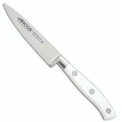 Arcos Serie Riviera Blanc, Spelucchino Coltello Per Sbucciare, Acciaio Inossidabile Forgiato NITRUM 100 Mm, Manico Polioxymetilene (POM), Colore Bianco