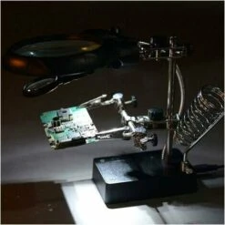 Stazione Di Saldatura Di Terza Mano Supporto Per Lente D'ingrandimento A 5 LED Con Morsetto Per Modellazione Di Riparazione Di Saldatura - Nero -ProSald Italia 70835483 3