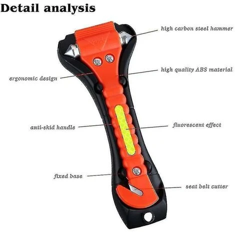 Nuovo Strumento Di Fuga Di Emergenza Leggero Con Martello Di Salvataggio E Taglia Cinture Di Sicurezza 4 Nuovo Strumento Di Fuga Di Emergenza Leggero Con Martello Di Salvataggio E Taglia Cinture Di Sicurezza - immagine 2