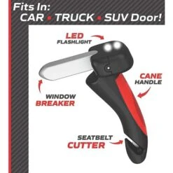 Maniglia Di Assistenza Automatica Per Il Bastone Dell'auto All-in-one Con Torcia A LED Integrata, Taglia Cintura Di Sicurezza E Rompifinestrino. -ProSald Italia 71369974 3