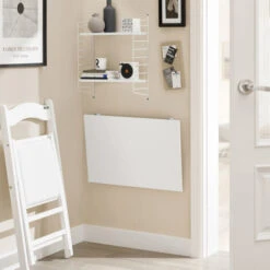 SoBuy FWT21-W,Tavolo Da Muro Pieghevole,due Supporti In Ferro ,6040 Cm, Bianco, -ProSald Italia 7330547 3