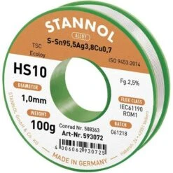 Stannol Filo Saldatura Senza Piombo HS10 2510 Bobina 100 G