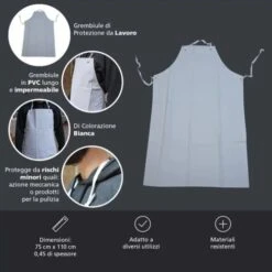 Grembiule Di Protezione Da Lavoro In PVC Impermeabile Multiuso 75x110cm Bianco 11 Grembiule Di Protezione Da Lavoro In PVC Impermeabile Multiuso 75x110cm Bianco -ProSald Italia 77700015 5