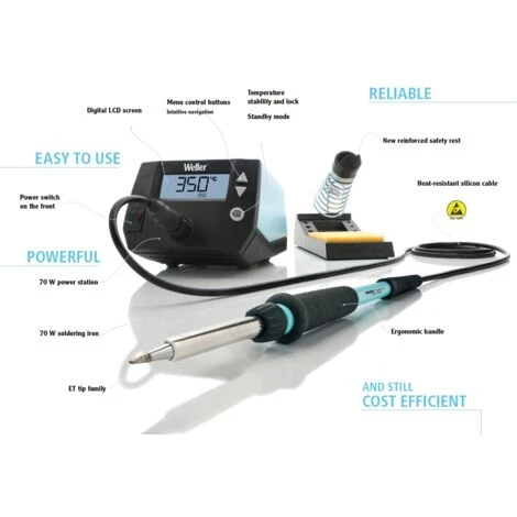 Weller WE 1010 (T0053298699) Stazione Di Saldatura Digitale A 1 Canale, 70 Watt / 230 Volt, Intervallo Di Temperatura Da 100 ° C A 450 ° C, Blu 7 Weller WE 1010 (T0053298699) Stazione Di Saldatura Digitale A 1 Canale, 70 Watt / 230 Volt, Intervallo Di Temperatura Da 100 ° C A 450 ° C, Blu - immagine 5