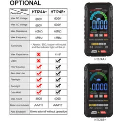 Multimetro 4000 Conteggi True RMS Multimetro Digitale Intelligente 600 V CA/CC Tensione Resistenza Continuità Frequenza Capacità Diodo NVC Live Wire Tester Con Schermo A Colori LCD (tipo 2) -ProSald Italia 79171429 4