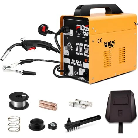 RELAX4LIFE Saldatrice MIG 130, Attrezzatura Per Saldatura Certificata Con Maschera, Alto Livello D’Isolamento H, Dispositivo Di Ventilazione Per Dissipare Calore, AC Regolabile In 4 Posizioni (Giallo) 3 RELAX4LIFE Saldatrice MIG 130, Attrezzatura Per Saldatura Certificata Con Maschera, Alto Livello D’Isolamento H, Dispositivo Di Ventilazione Per Dissipare Calore, AC Regolabile In 4 Posizioni (Giallo)
