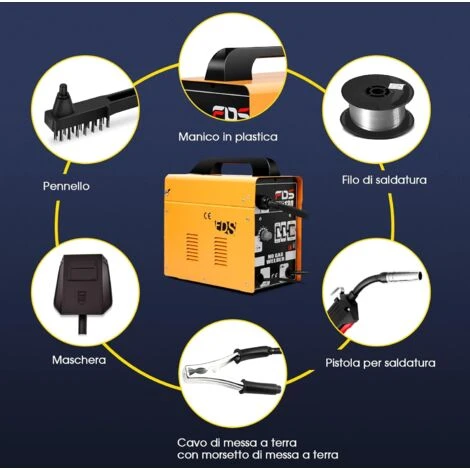 RELAX4LIFE Saldatrice MIG 130, Attrezzatura Per Saldatura Certificata Con Maschera, Alto Livello D’Isolamento H, Dispositivo Di Ventilazione Per Dissipare Calore, AC Regolabile In 4 Posizioni (Giallo) 5 RELAX4LIFE Saldatrice MIG 130, Attrezzatura Per Saldatura Certificata Con Maschera, Alto Livello D’Isolamento H, Dispositivo Di Ventilazione Per Dissipare Calore, AC Regolabile In 4 Posizioni (Giallo) - immagine 3